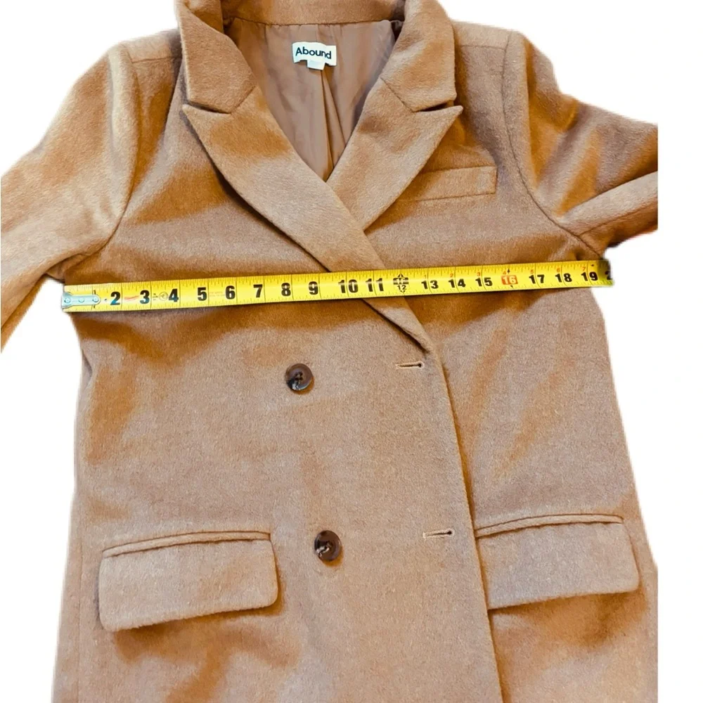 Abound Camel Wool Blend Double-Breasted Maxi Coat - Size Small - Picture 8 of 10